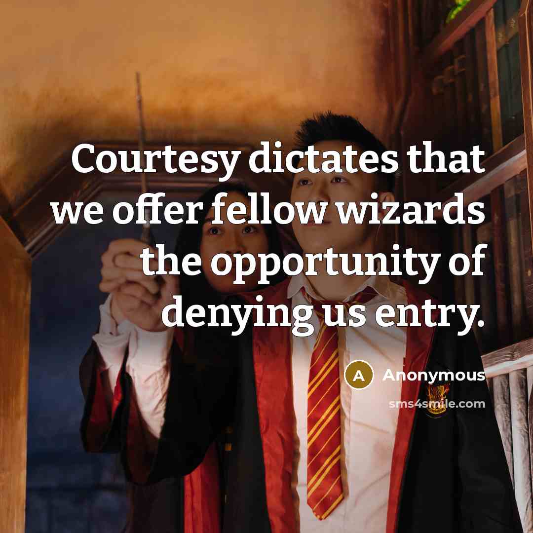 “Courtesy dictates that we offer fellow wizards the opportunity of denying us entry.” quote by Anonymous