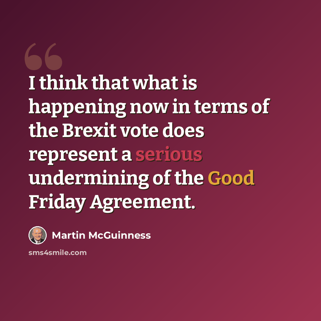 “I think that what is happening now in terms of the Brexit vote does represent a serious undermining of the Good Friday Agreement.” quote by Martin McGuinness