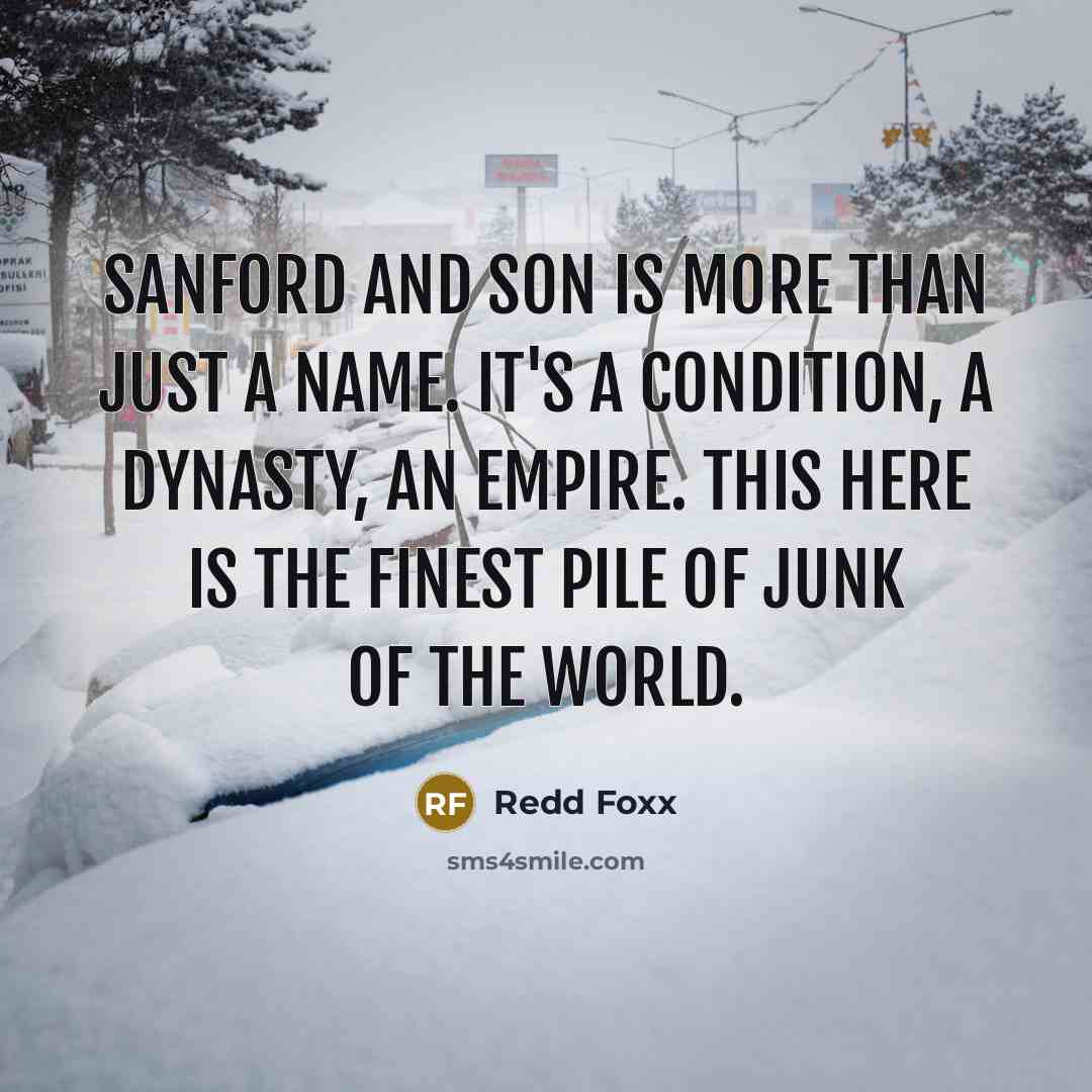 “Sanford and Son is more than just a name. It's a condition, a dynasty, an empire. This here is the finest pile of junk of the world.” quote by Redd Foxx