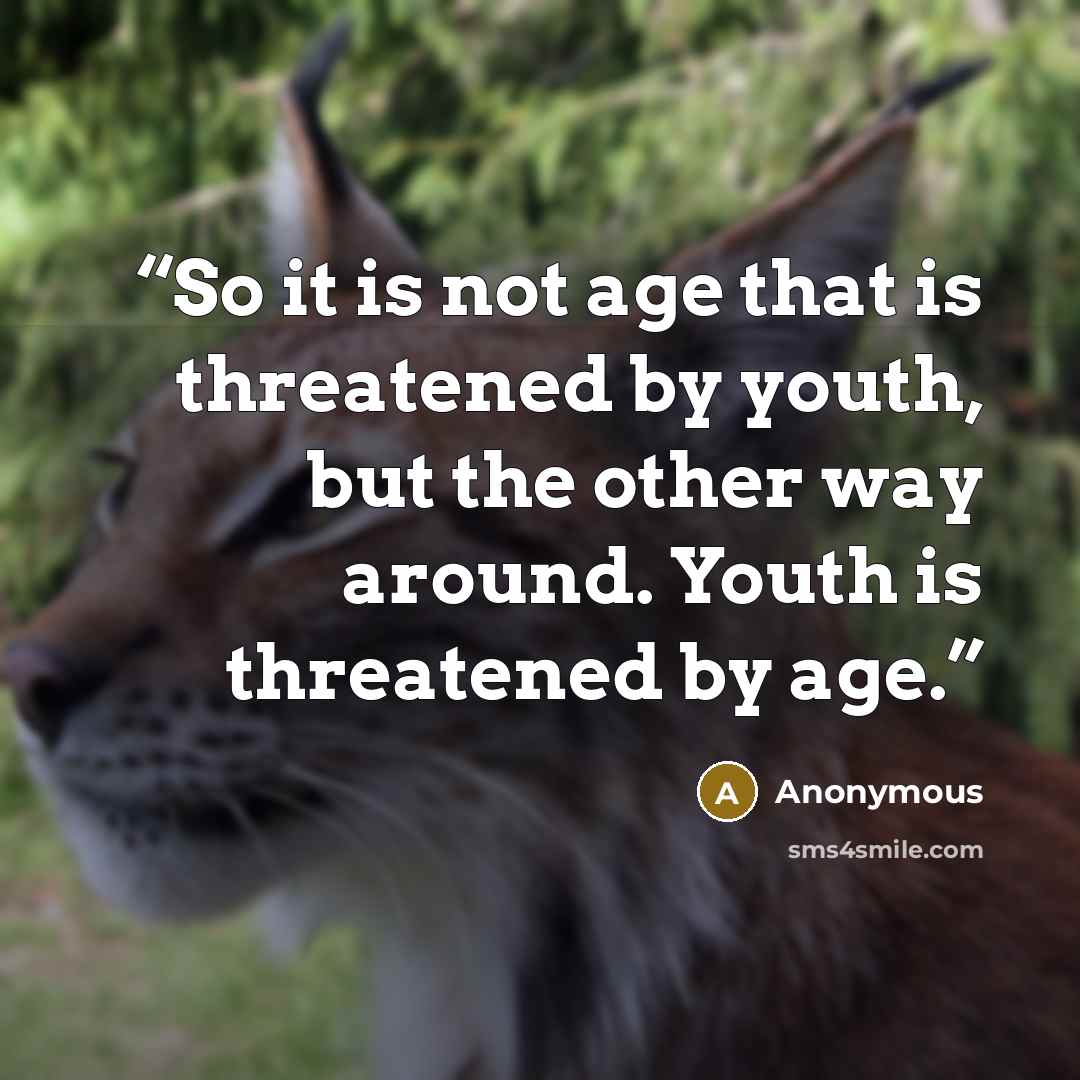 “So it is not age that is threatened by youth, but the other way around. Youth is threatened by age.” quote by Anonymous