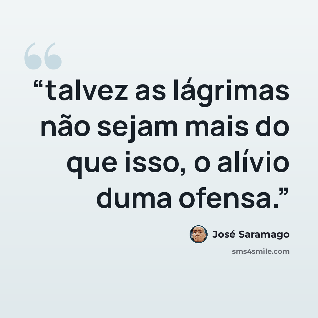 “talvez as lágrimas não sejam mais do que isso, o alívio duma ofensa.” quote by José Saramago