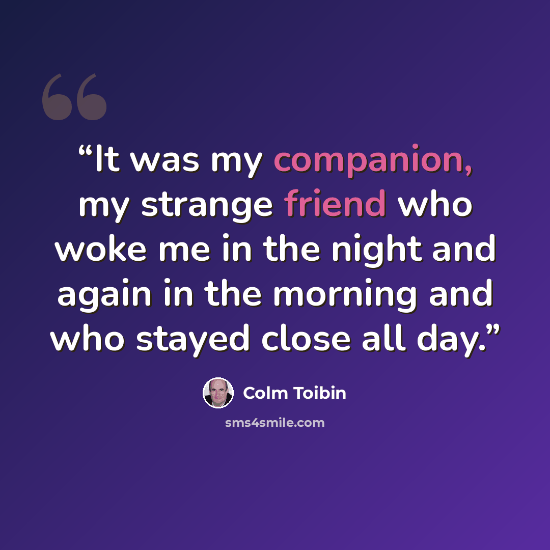 “It was my companion, my strange friend who woke me in the night and again in the morning and who stayed close all day.” quote by Colm Tóibín