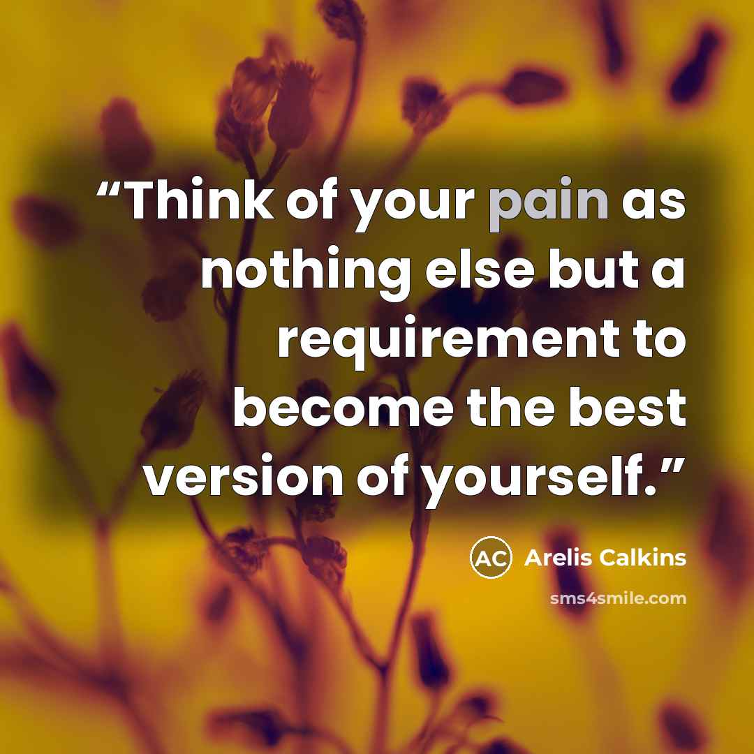 “Think of your pain as nothing else but a requirement to become the best version of yourself.” quote by Arelis Calkins