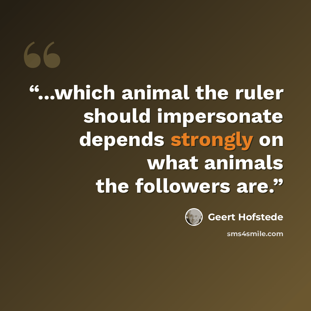 “...which animal the ruler should impersonate depends strongly on what animals the followers are.” quote by Geert Hofstede