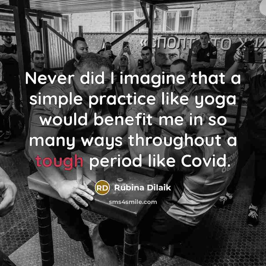 “Never did I imagine that a simple practice like yoga would benefit me in so many ways throughout a tough period like Covid.” quote by Rubina Dilaik