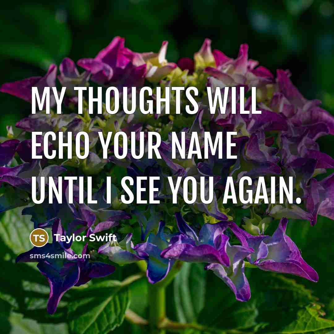 “My thoughts will echo your name until I see you again.” quote by Taylor Swift