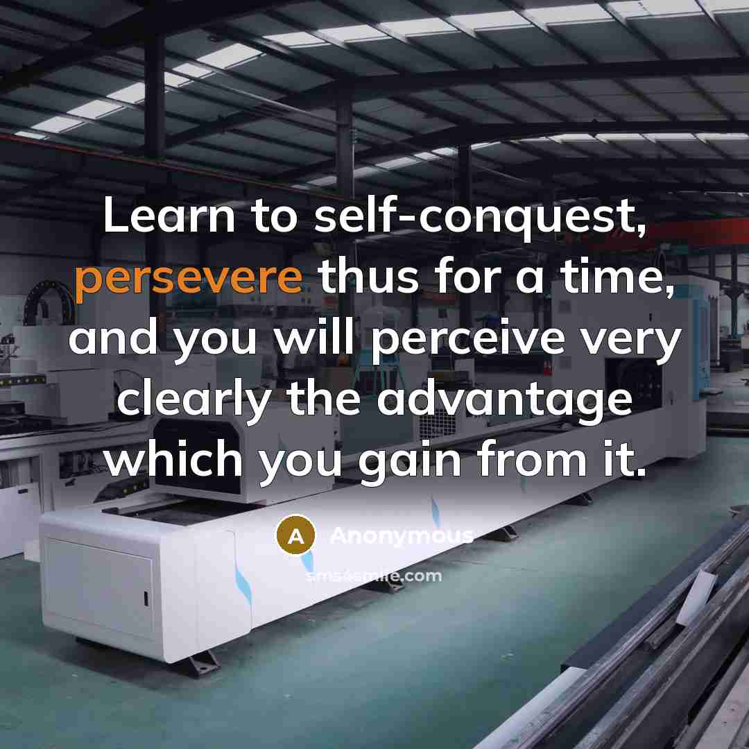 “Learn to self-conquest, persevere thus for a time, and you will perceive very clearly the advantage which you gain from it.” quote by Anonymous