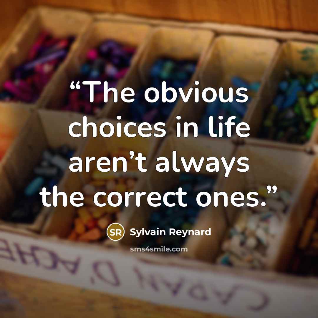 “The obvious choices in life aren’t always the correct ones.” quote by Sylvain Reynard