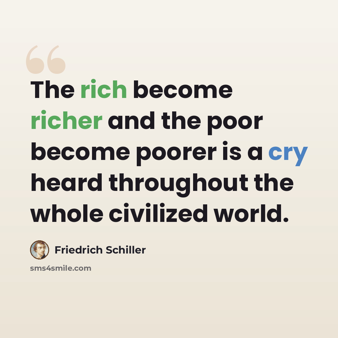 “The rich become richer and the poor become poorer is a cry heard throughout the whole civilized world.” quote by Friedrich Schiller