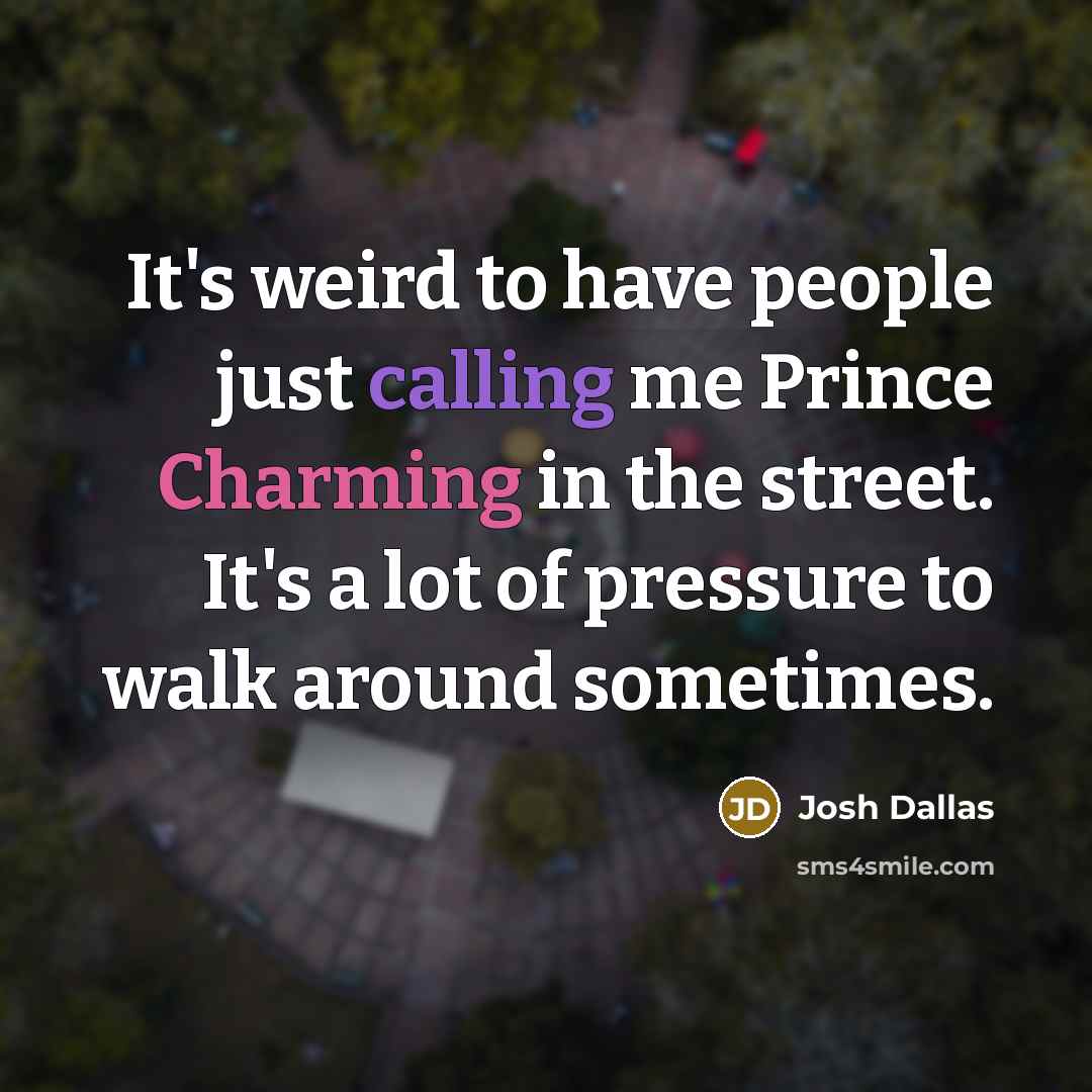 “It's weird to have people just calling me Prince Charming in the street. It's a lot of pressure to walk around sometimes.” quote by Josh Dallas