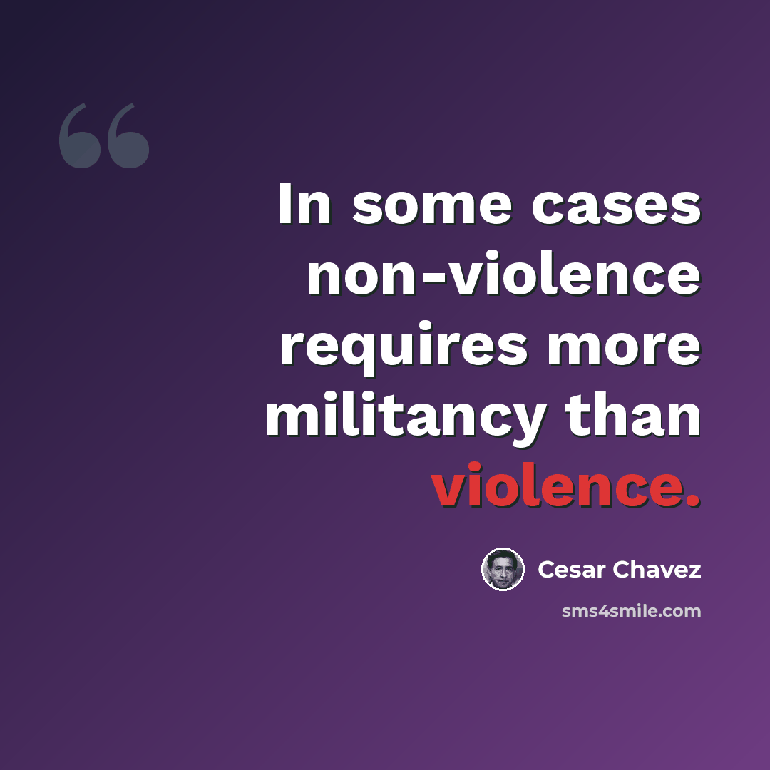 “In some cases non-violence requires more militancy than violence.” quote by Cesar Chavez
