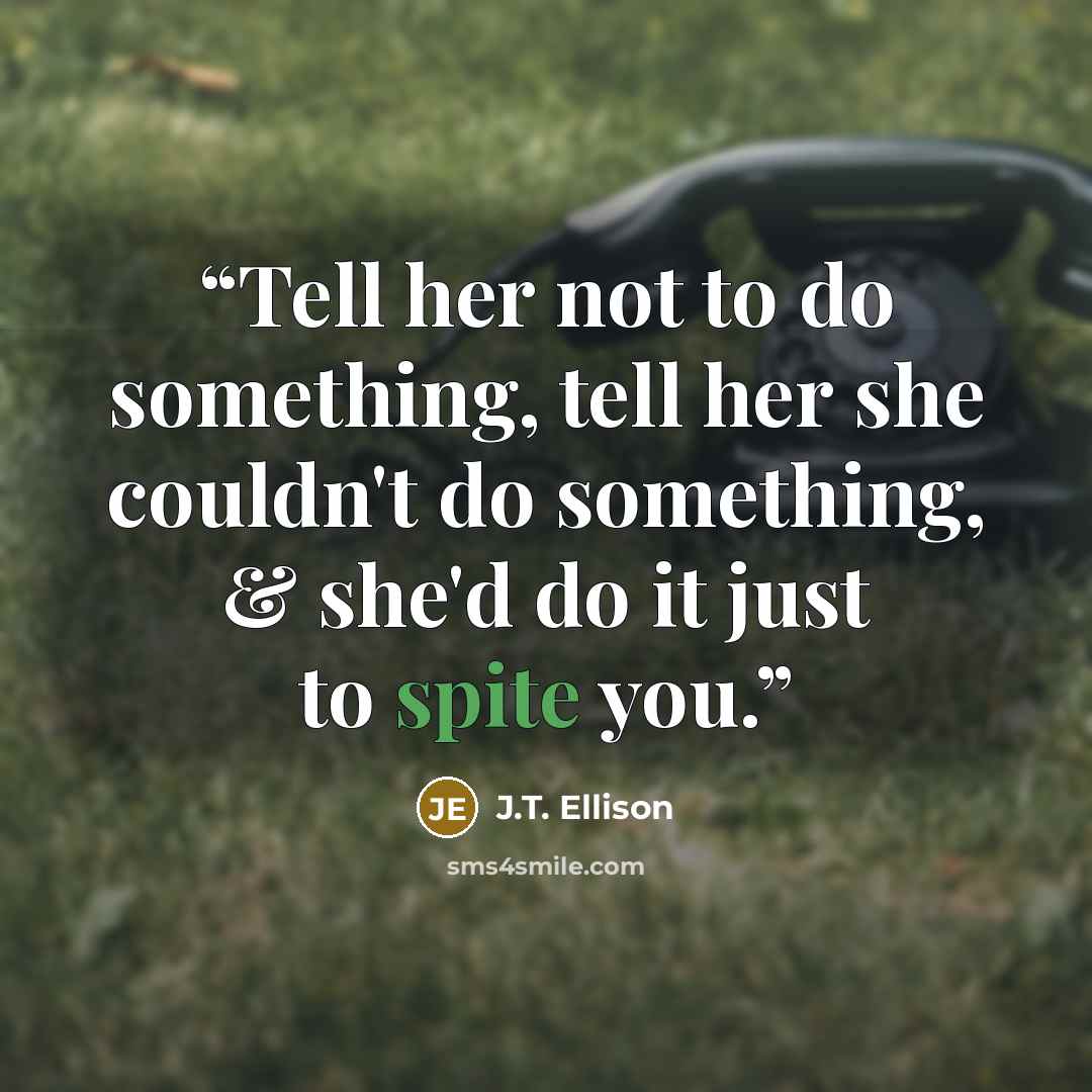 “Tell her not to do something, tell her she couldn't do something, & she'd do it just to spite you.” quote by J.T. Ellison