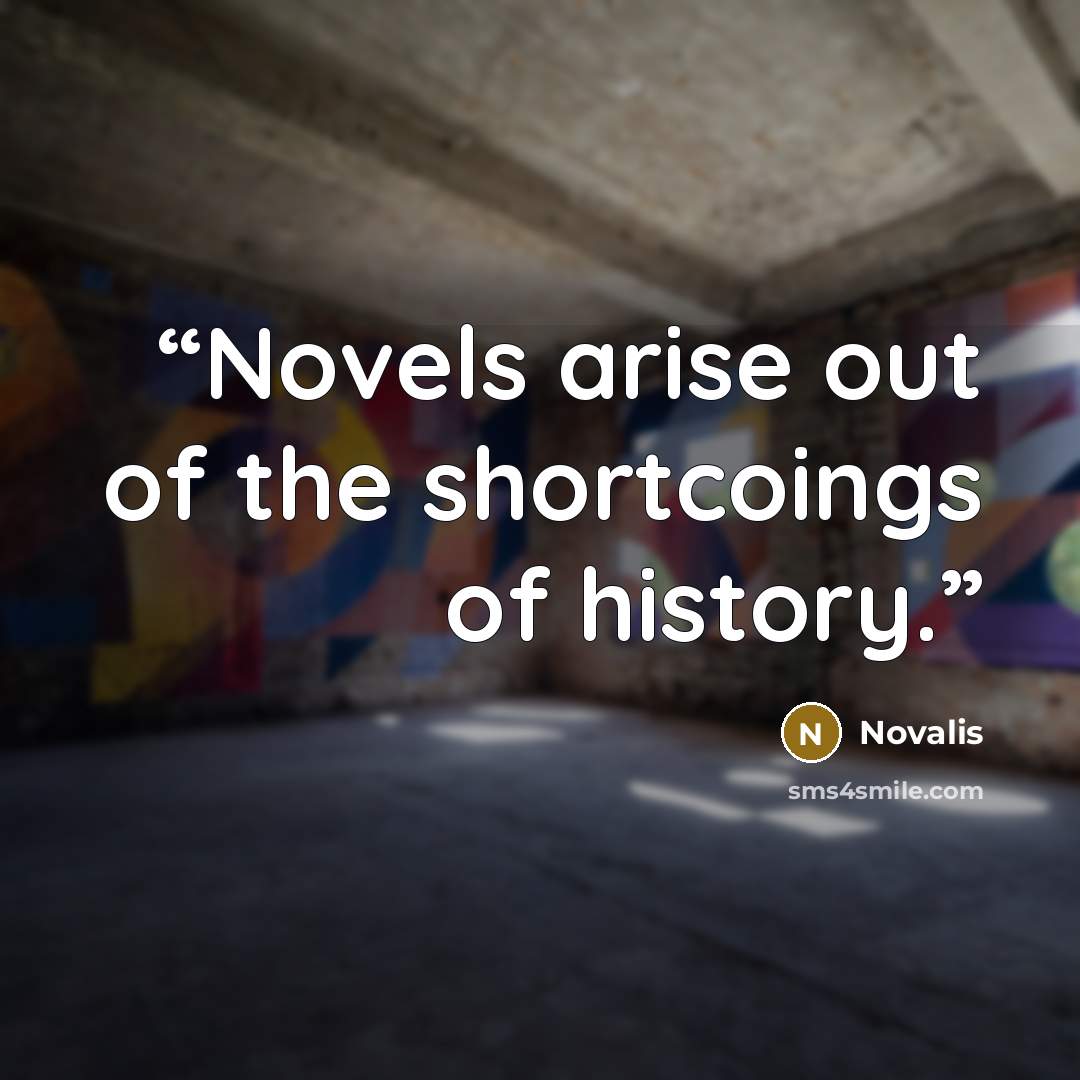 “Novels arise out of the shortcoings of history.” quote by Novalis