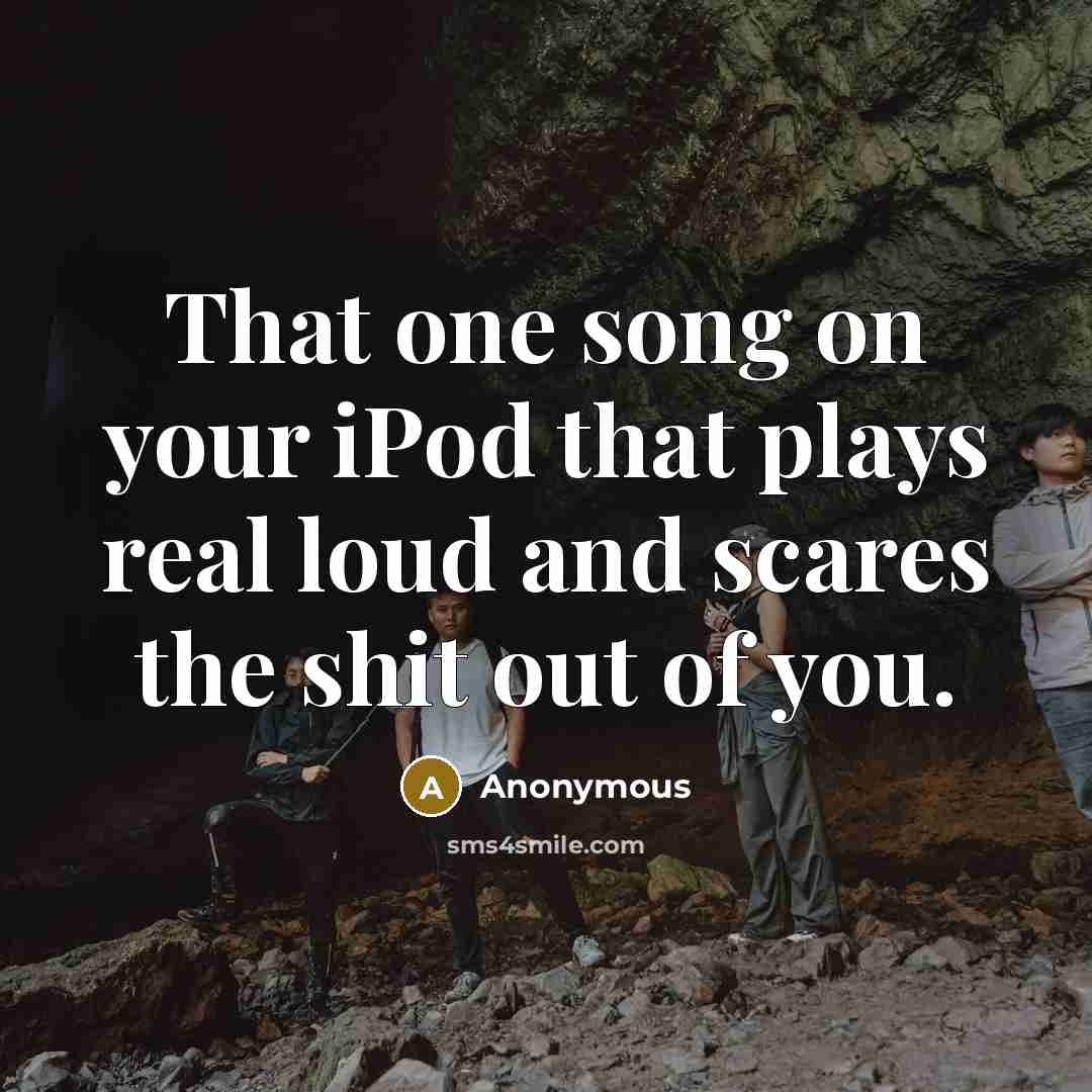 “That one song on your iPod that plays real loud and scares the shit out of you.” quote by Anonymous