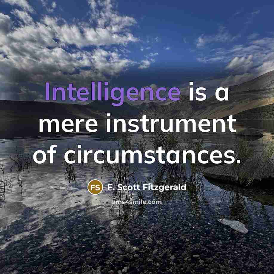 “Intelligence is a mere instrument of circumstances.” quote by F. Scott Fitzgerald