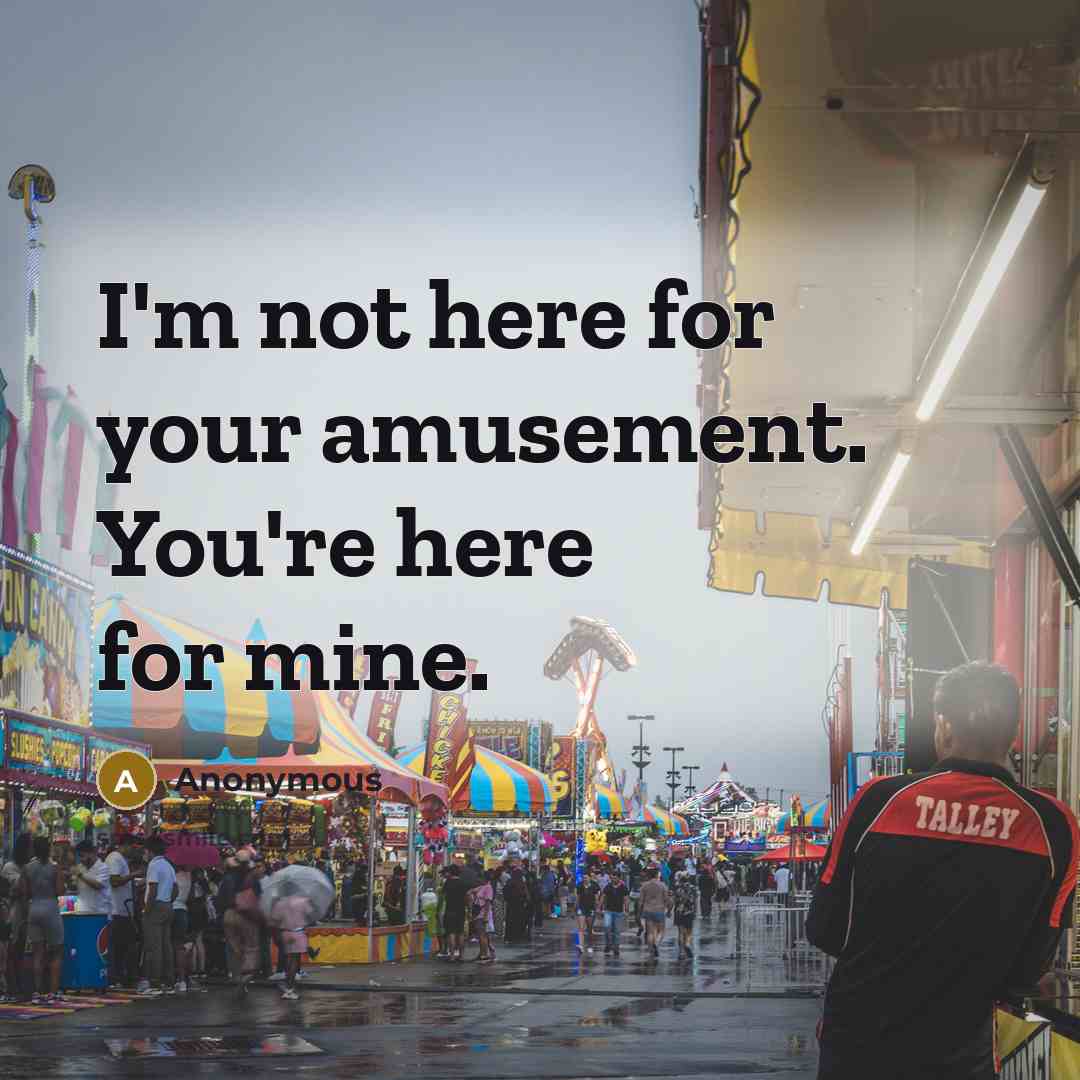 “I'm not here for your amusement. You're here for mine.” quote by Anonymous