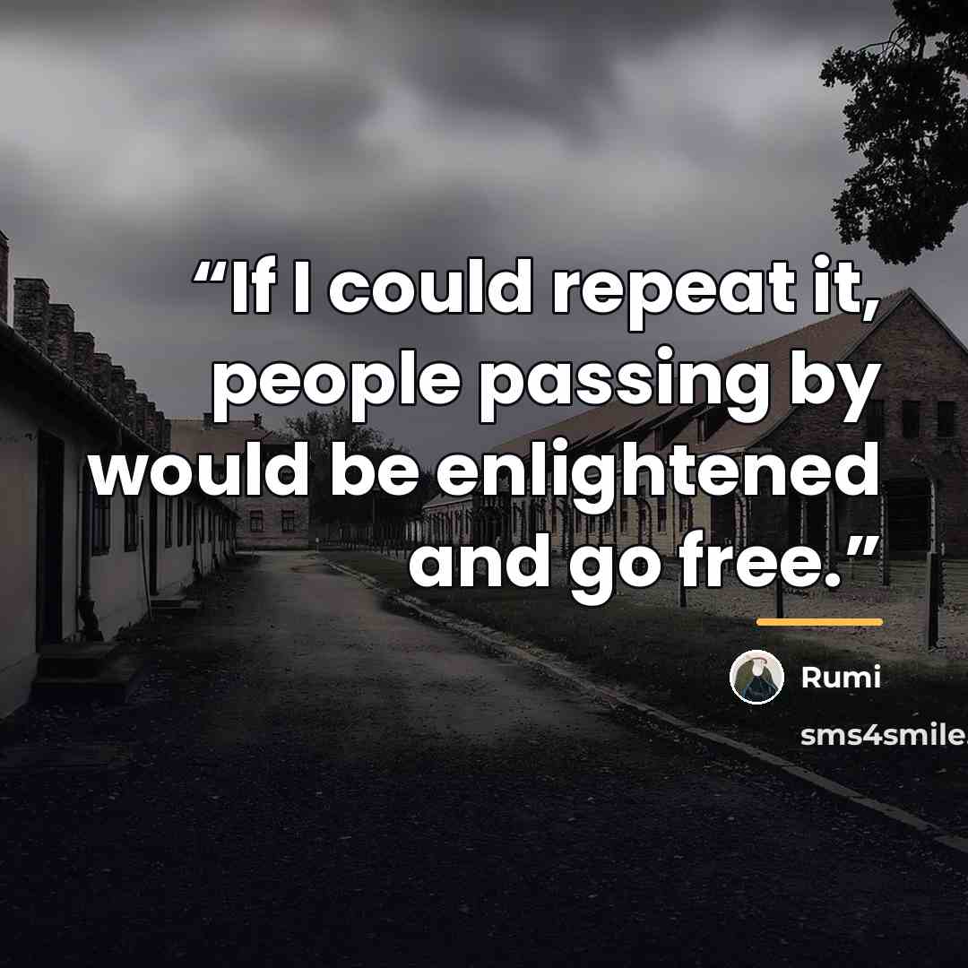 “If I could repeat it, people passing by would be enlightened and go free.” quote by Rumi