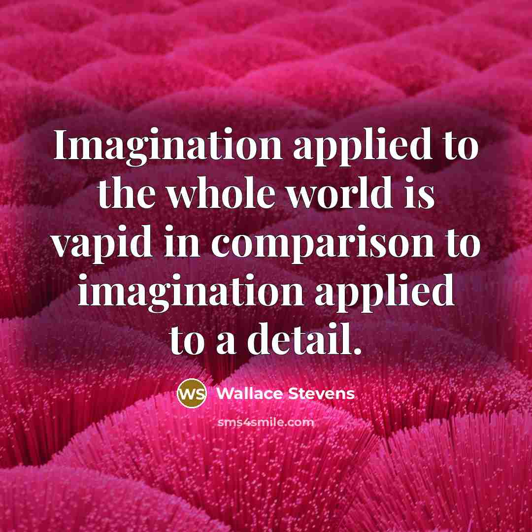 “Imagination applied to the whole world is vapid in comparison to imagination applied to a detail.” quote by Wallace Stevens