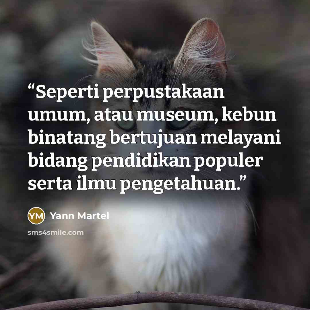 “Seperti perpustakaan umum, atau museum, kebun binatang bertujuan melayani bidang pendidikan populer serta ilmu pengetahuan.” quote by Yann Martel
