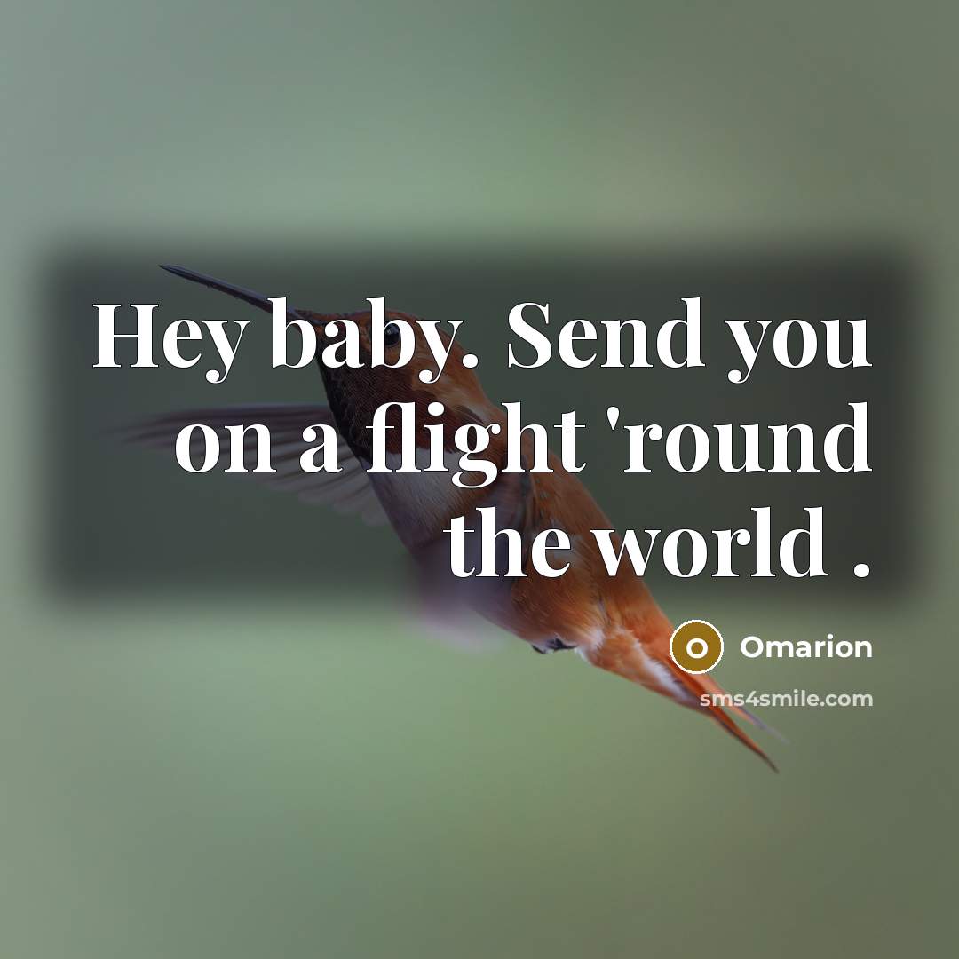 “Hey baby. Send you on a flight 'round the world .” quote by Omarion