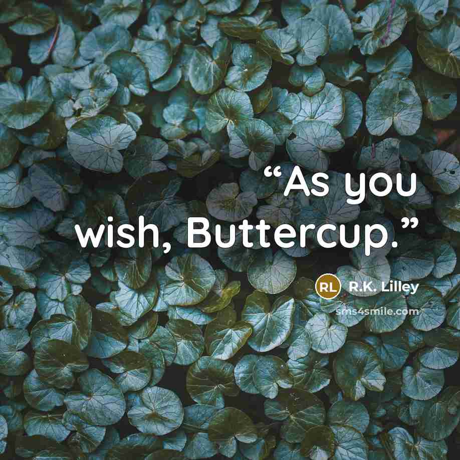 “As you wish, Buttercup.” quote by R.K. Lilley