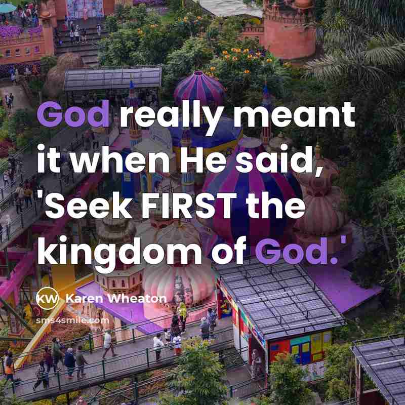 “God really meant it when He said, 'Seek FIRST the kingdom of God.'” quote by Karen Wheaton