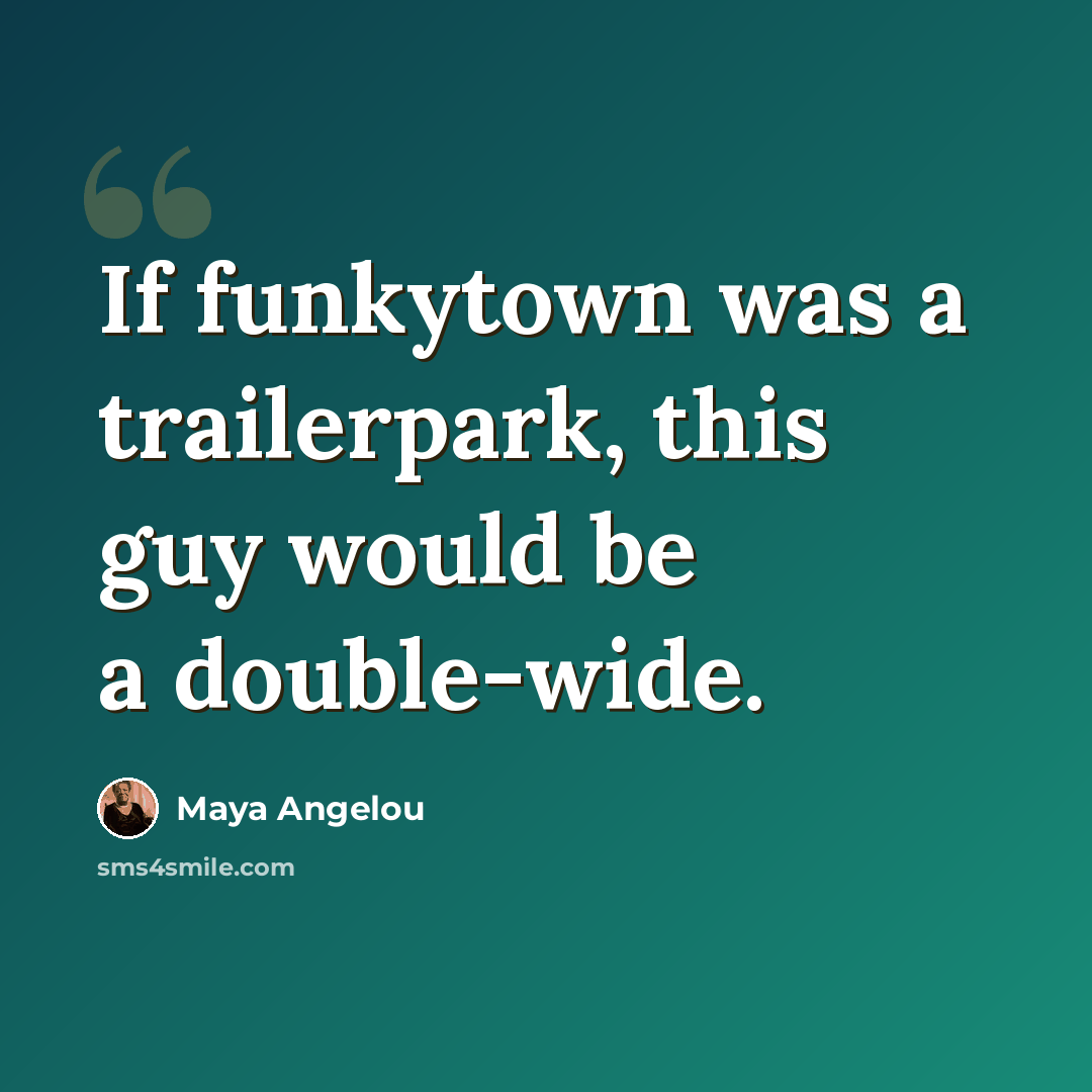 “If funkytown was a trailerpark, this guy would be a double-wide.” quote by Maya Angelou