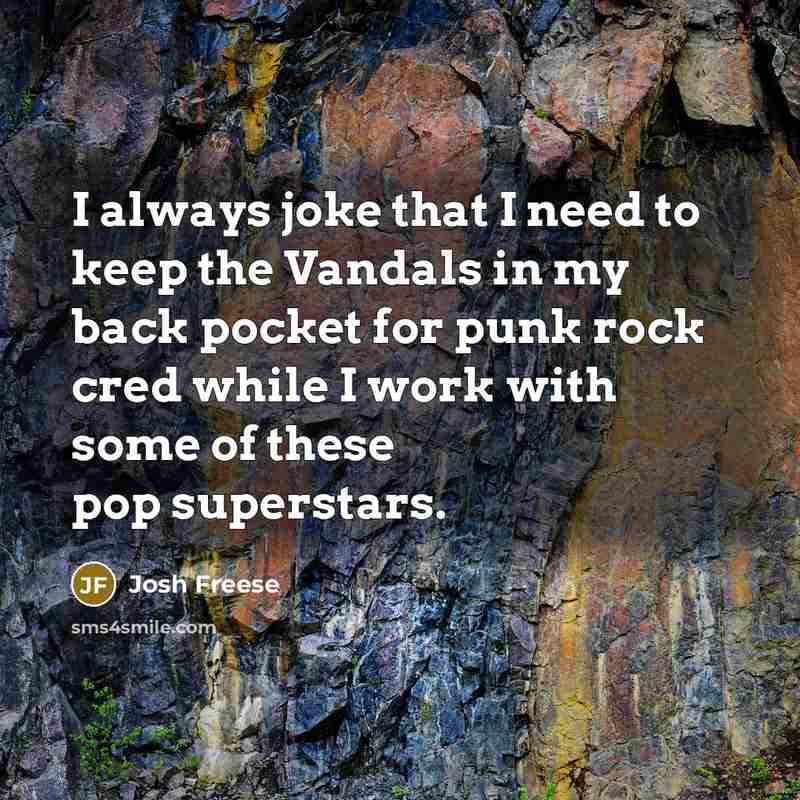 “I always joke that I need to keep the Vandals in my back pocket for punk rock cred while I work with some of these pop superstars.” quote by Josh Freese