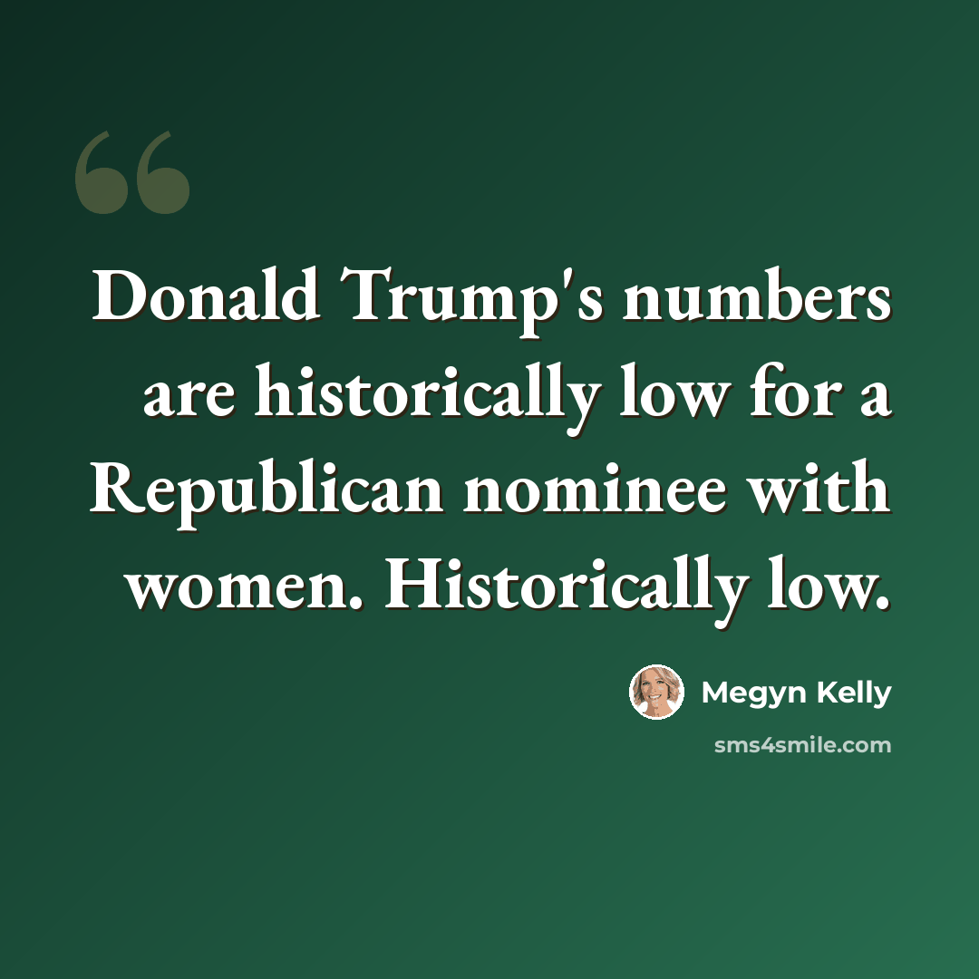 “Donald Trump's numbers are historically low for a Republican nominee with women. Historically low.” quote by Megyn Kelly