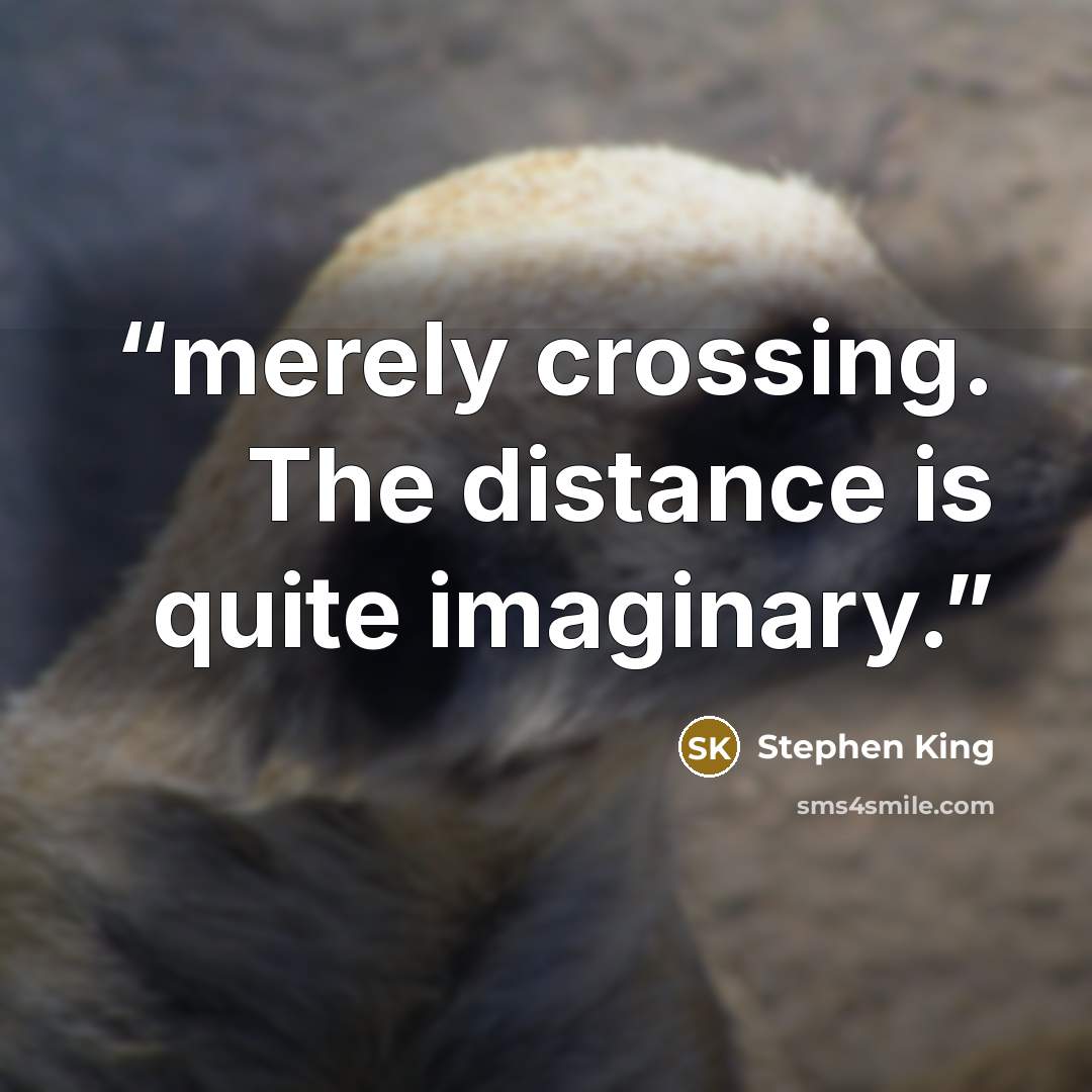 “merely crossing. The distance is quite imaginary.” quote by Stephen King