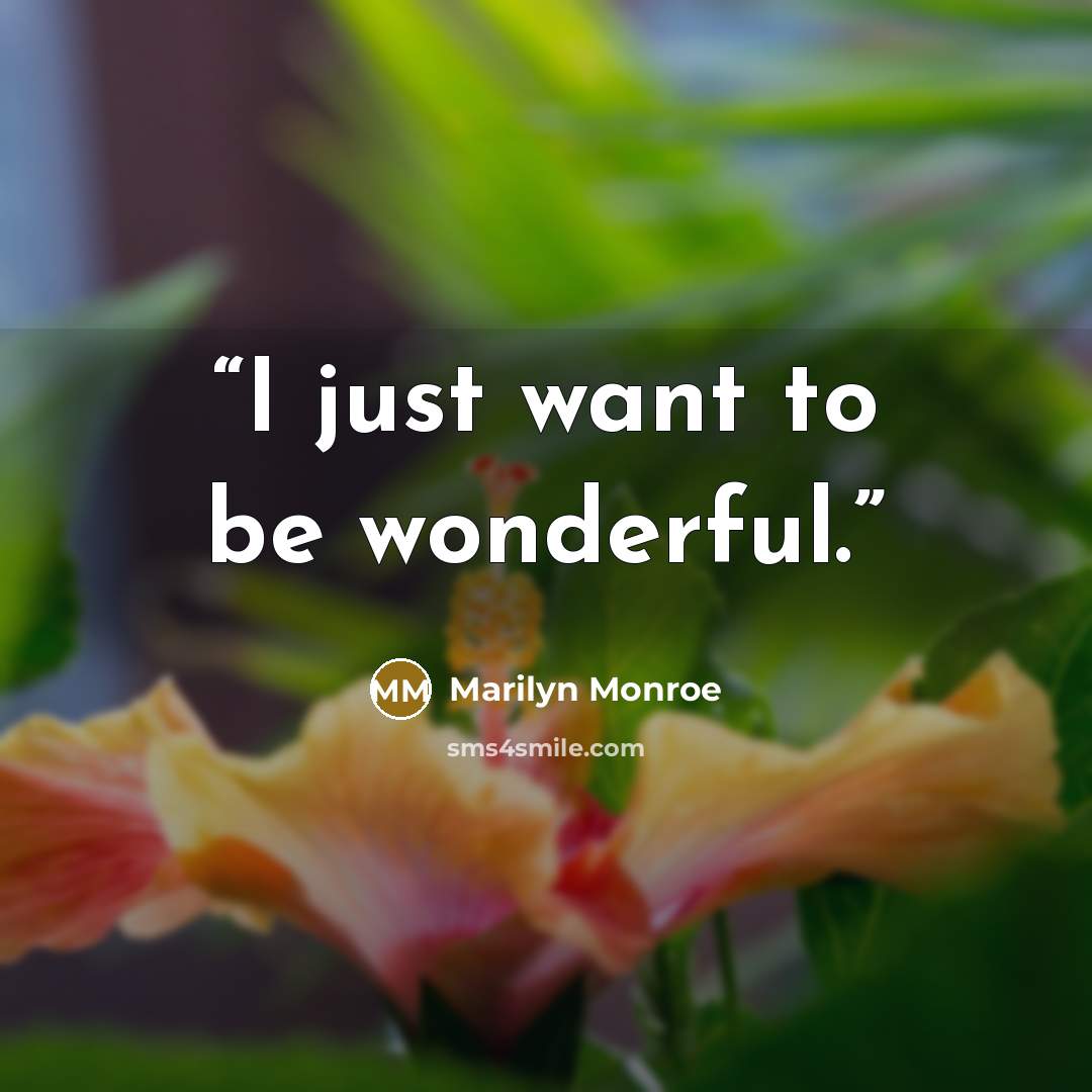 “I just want to be wonderful.” quote by Marilyn Monroe