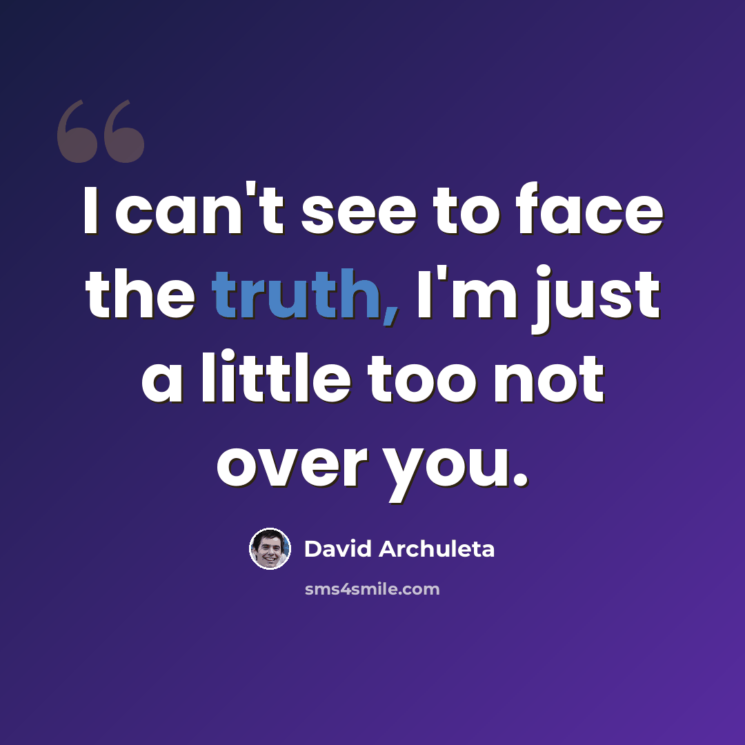 “I can't see to face the truth, I'm just a little too not over you.” quote by David Archuleta