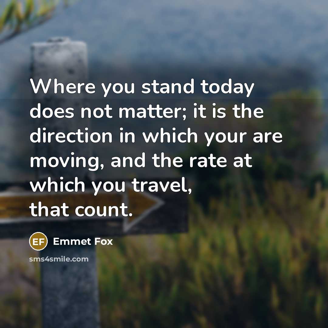 “Where you stand today does not matter; it is the direction in which your are moving, and the rate at which you travel, that count.” quote by Emmet Fox