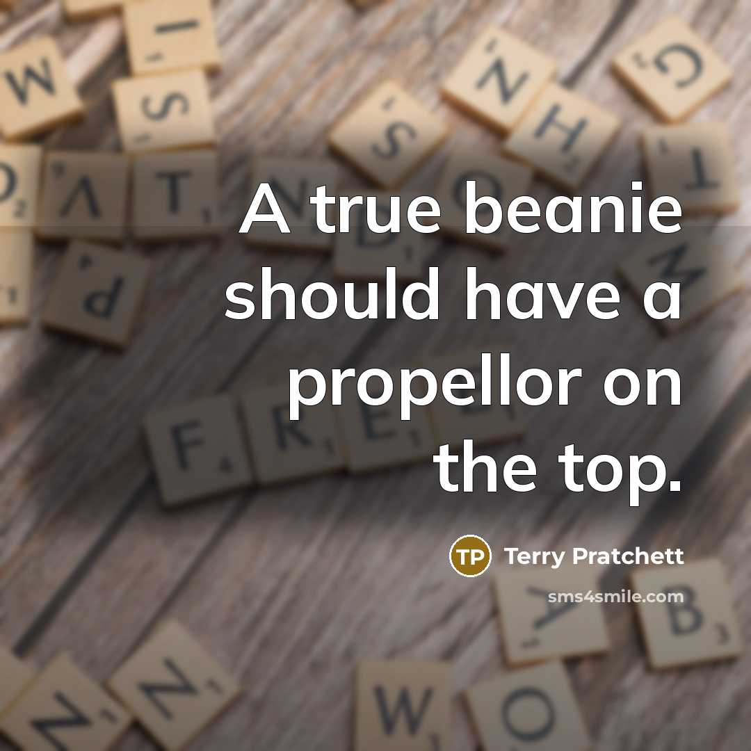 “A true beanie should have a propellor on the top.” quote by Terry Pratchett