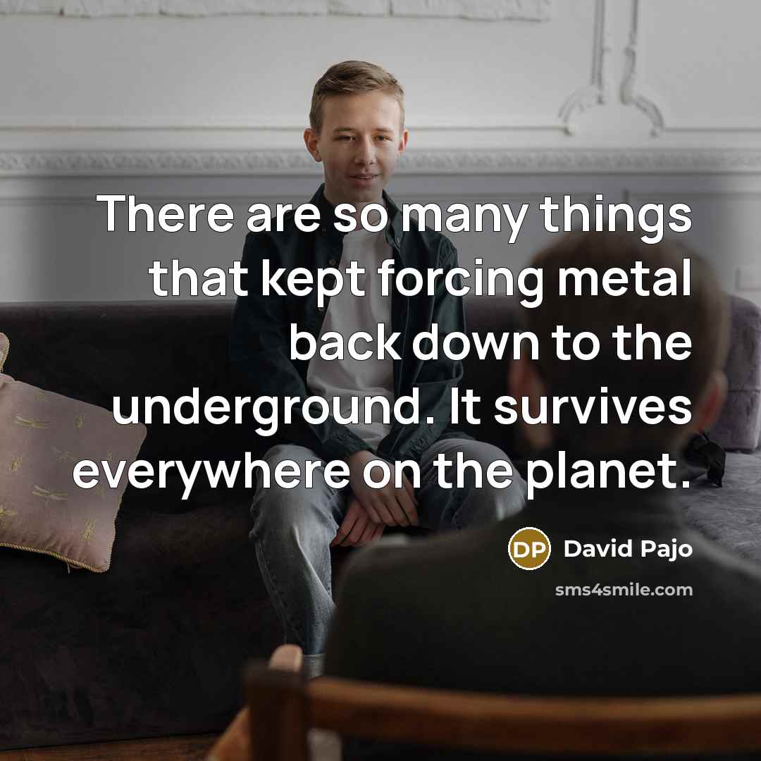 “There are so many things that kept forcing metal back down to the underground. It survives everywhere on the planet.” quote by David Pajo