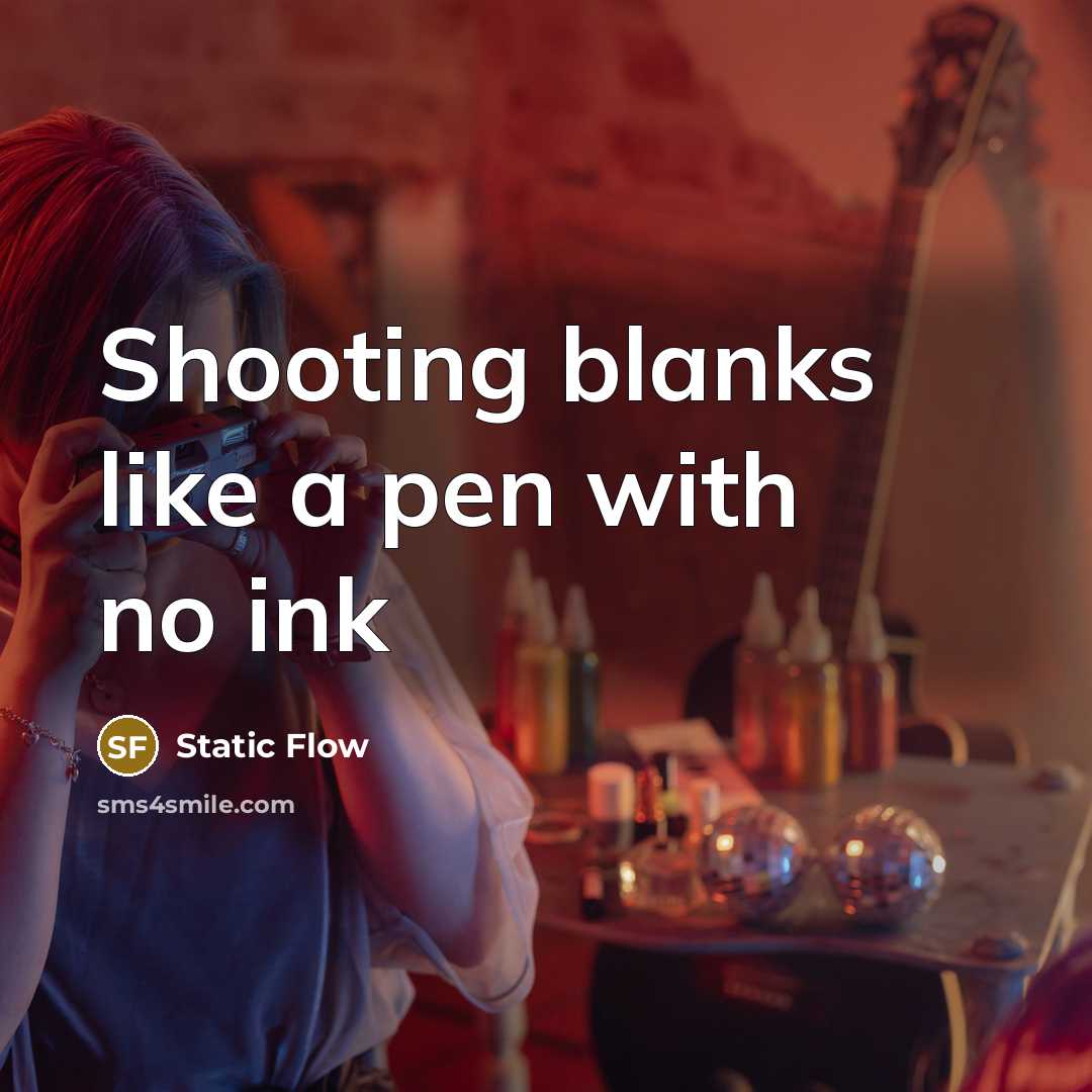 “Shooting blanks like a pen with no ink” quote by Static Flow