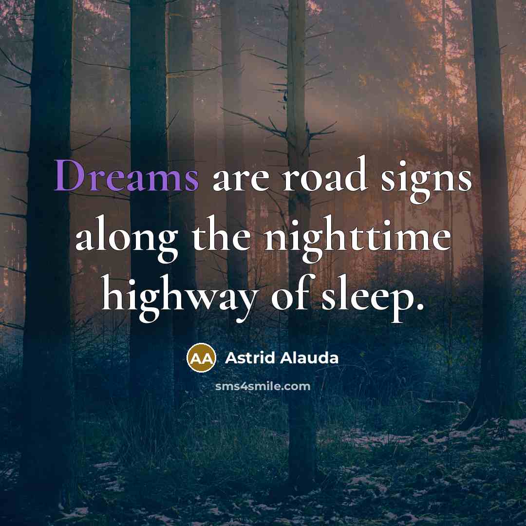 “Dreams are road signs along the nighttime highway of sleep.” quote by Astrid Alauda