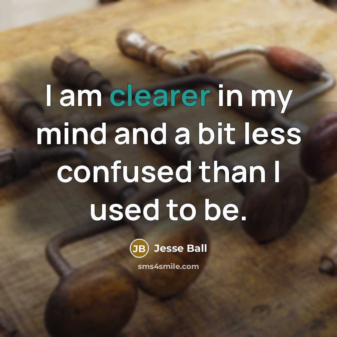 “I am clearer in my mind and a bit less confused than I used to be.” quote by Jesse Ball