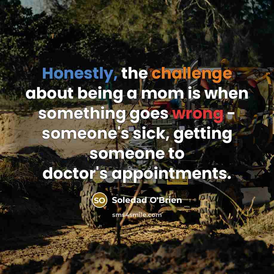 “Honestly, the challenge about being a mom is when something goes wrong - someone's sick, getting someone to doctor's appointments.” quote by Soledad O'Brien