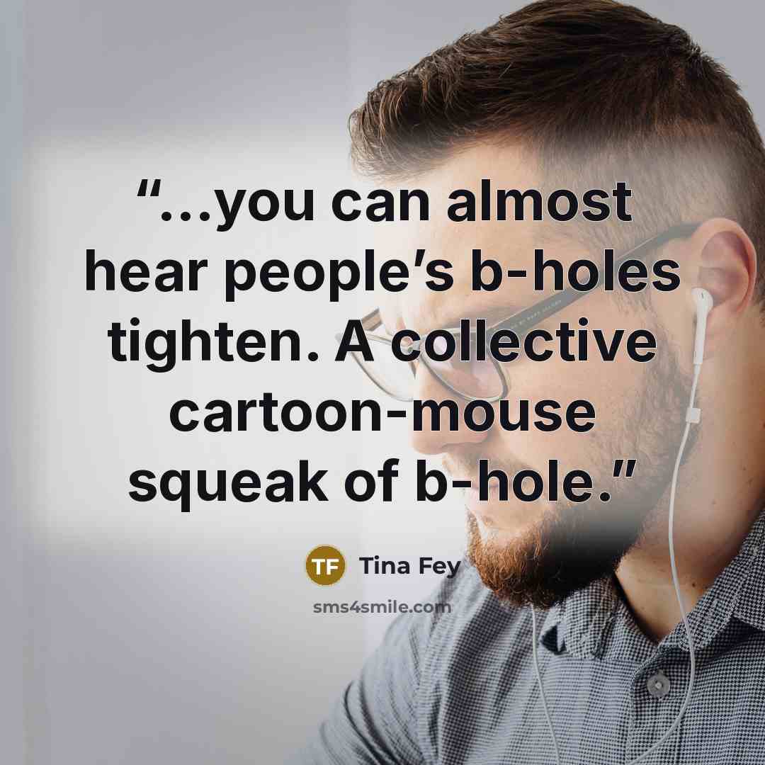 “...you can almost hear people’s b-holes tighten. A collective cartoon-mouse squeak of b-hole.” quote by Tina Fey