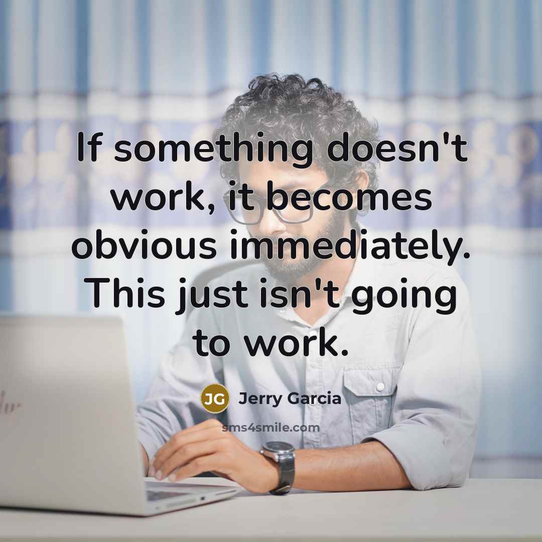 “If something doesn't work, it becomes obvious immediately. This just isn't going to work.” quote by Jerry Garcia