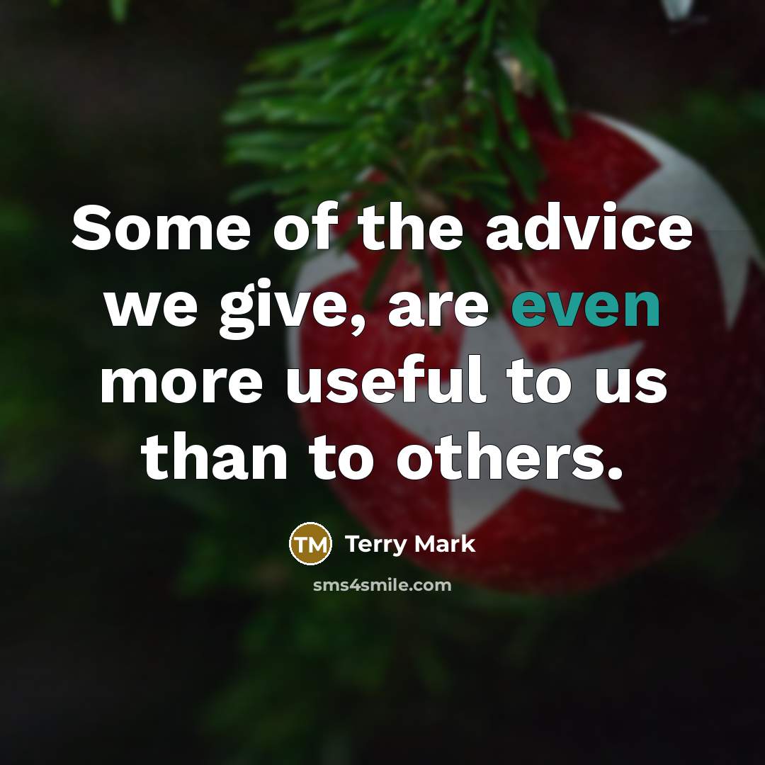 “Some of the advice we give, are even more useful to us than to others.” quote by Terry Mark