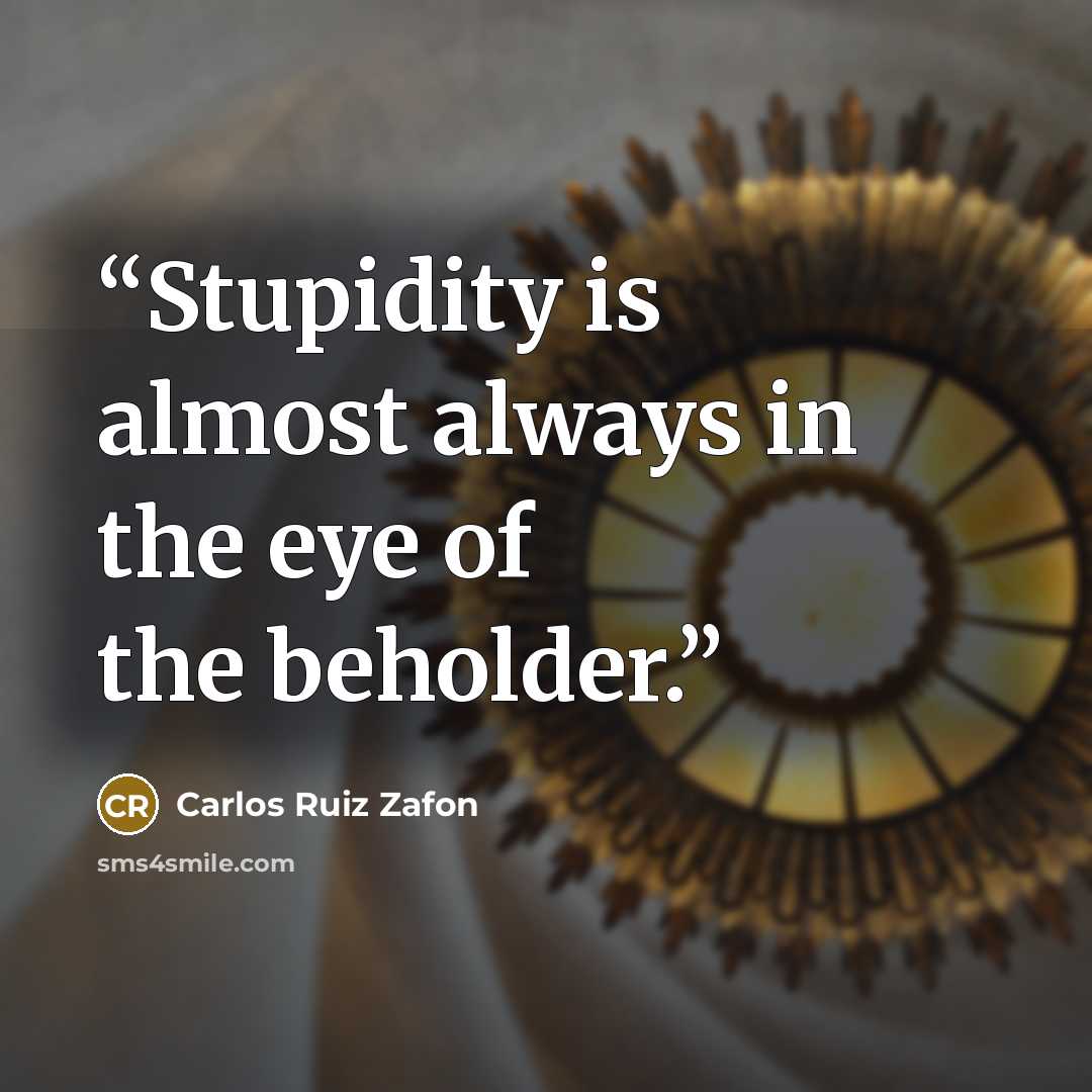 “Stupidity is almost always in the eye of the beholder.” quote by Carlos Ruiz Zafón