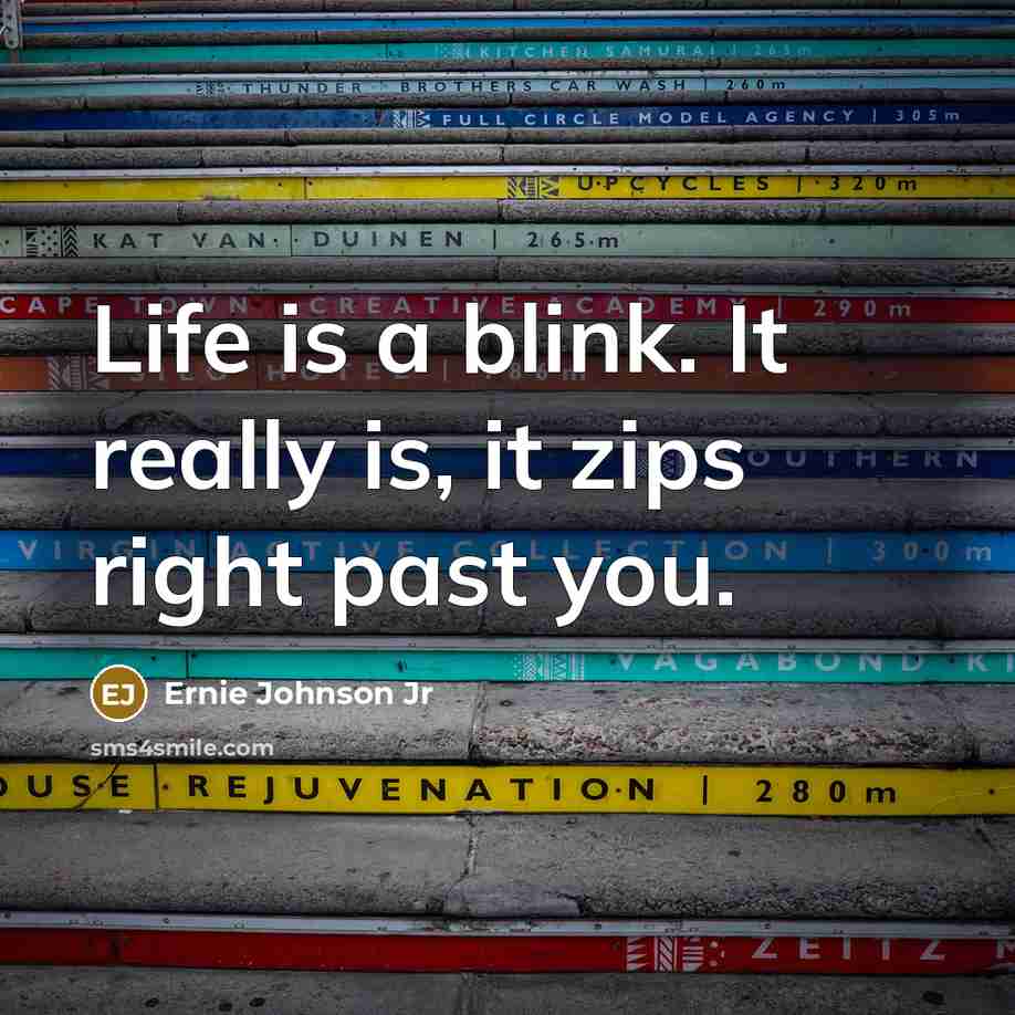 “Life is a blink. It really is, it zips right past you.” quote by Ernie Johnson Jr