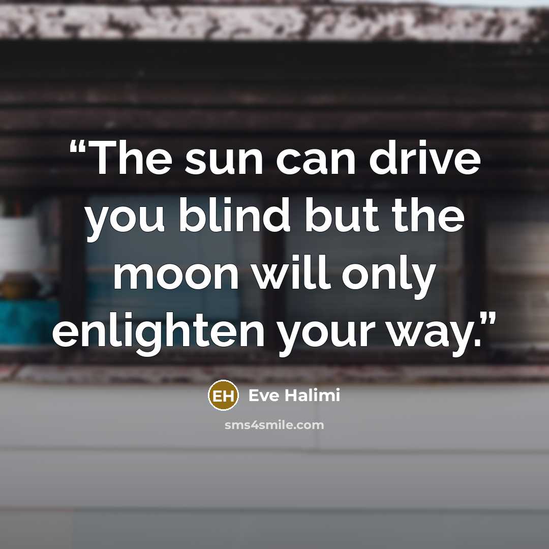 “The sun can drive you blind but the moon will only enlighten your way.” quote by Eve Halimi