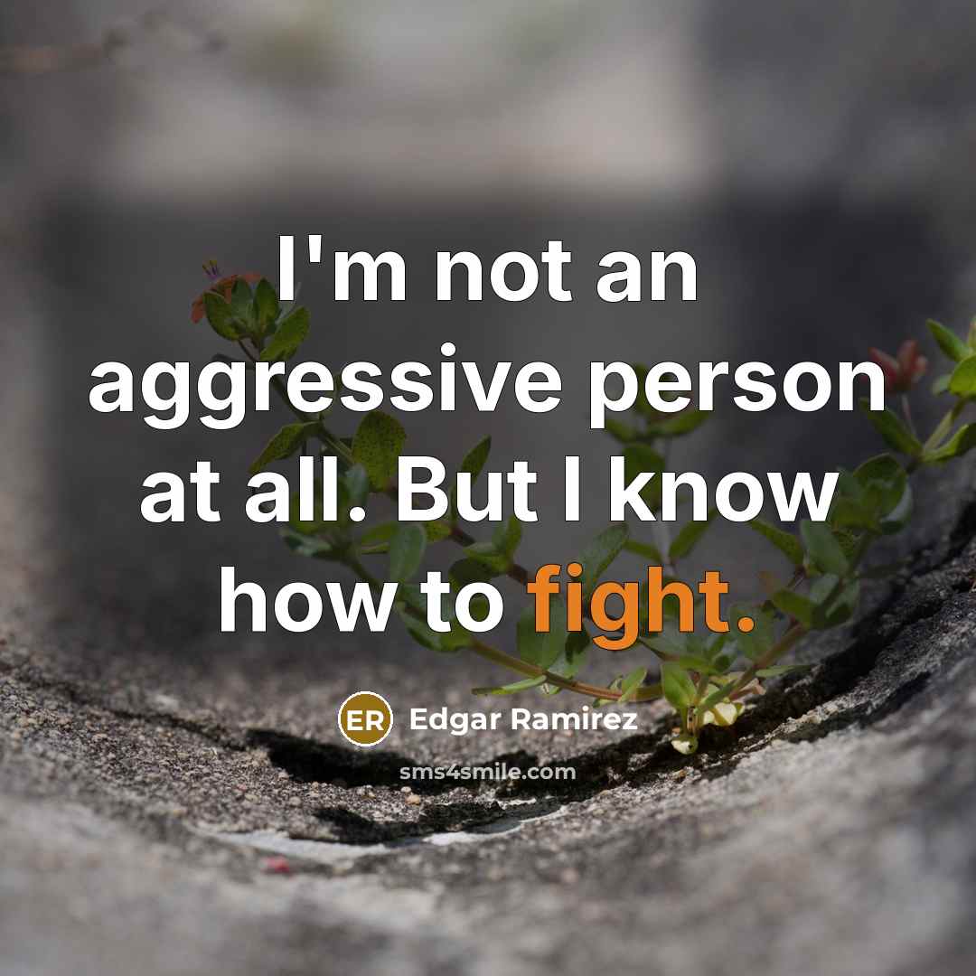 “I'm not an aggressive person at all. But I know how to fight.” quote by Edgar Ramirez