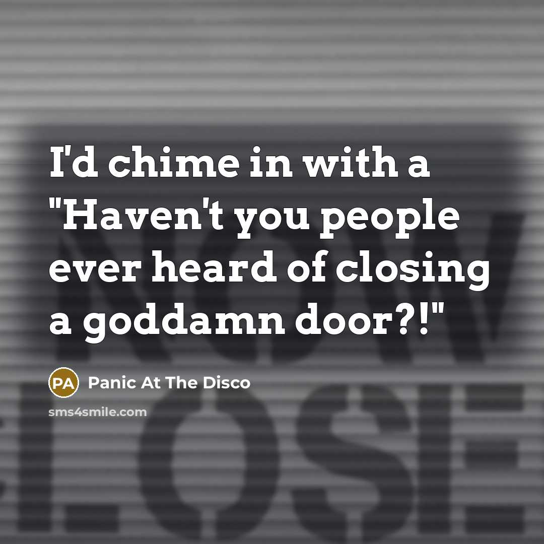 “I'd chime in with a "Haven't you people ever heard of closing a goddamn door?!"” quote by Panic At The Disco