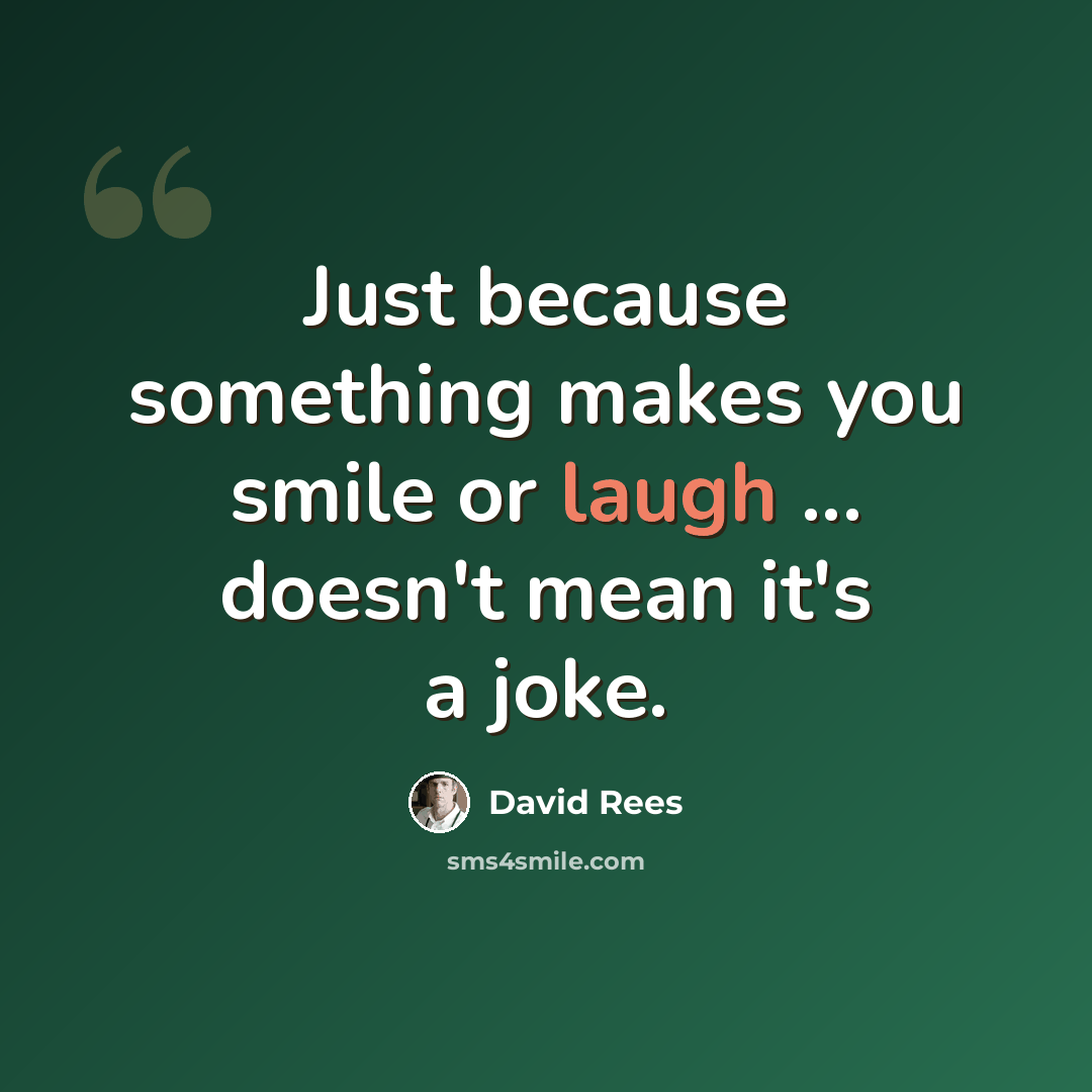 “Just because something makes you smile or laugh ... doesn't mean it's a joke.” quote by David Rees