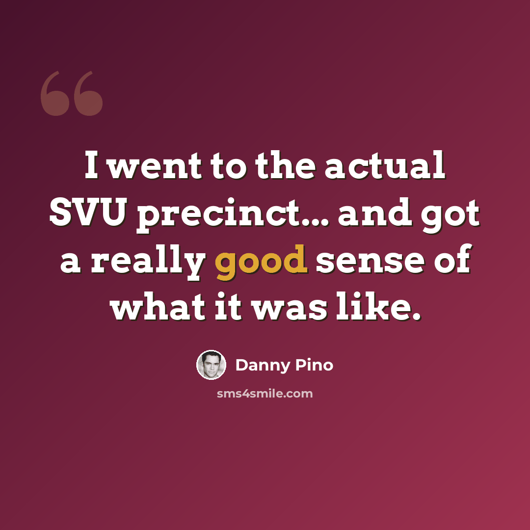 “I went to the actual SVU precinct... and got a really good sense of what it was like.” quote by Danny Pino
