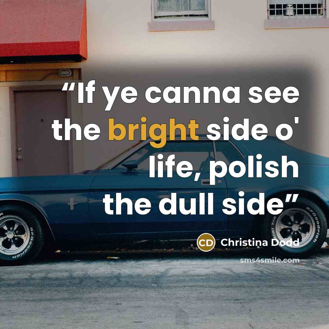 “If ye canna see the bright side o' life, polish the dull side” quote by Christina Dodd